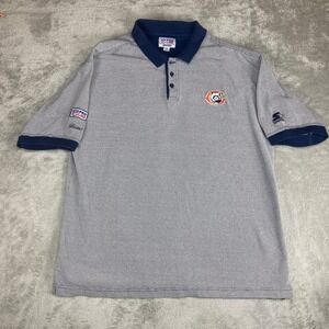 VTG Chicago Bears Polo Shirt Mens 2XL Starter‎ Pro Line NFL Blue White Gridiron
